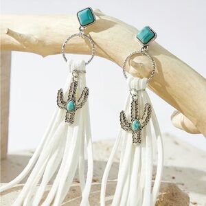 Western Fringe Statement Earrings | Turquoise Look |  Boho Cowgirl Style